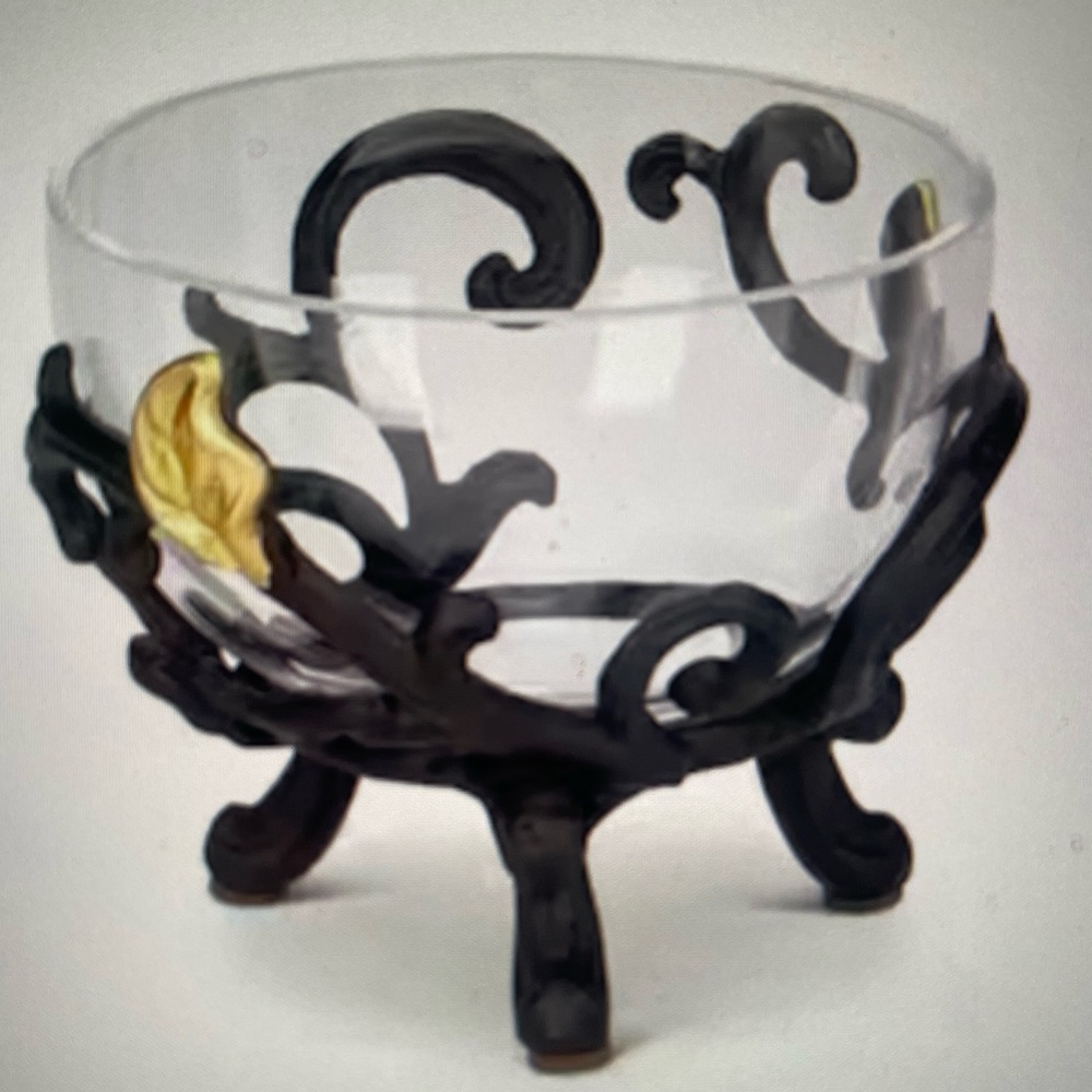 COPY - Set Of 4 Gold Leaf Glass Dipping Bowl With Metal Holder. Gg Gold Leaf Co…